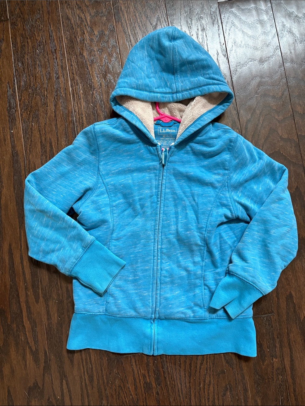 L.L. Bean Girls' Blue Zip-Up Hoodie size M(10-12)